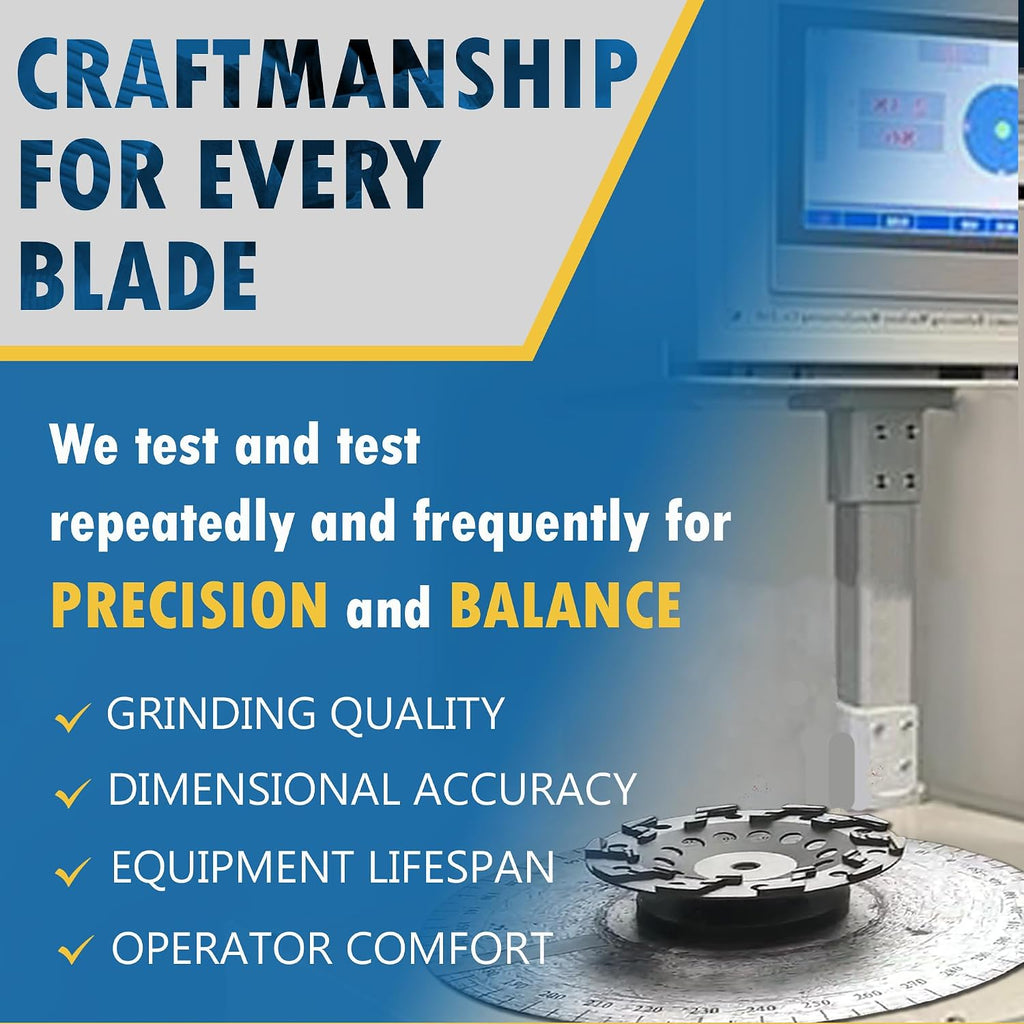 7' PCD Grinding Wheel for Epoxy, Glue, Mastic and Paint, 9 Crushed Chip PCD Segments, 5/8'-11 Threaded Arbor