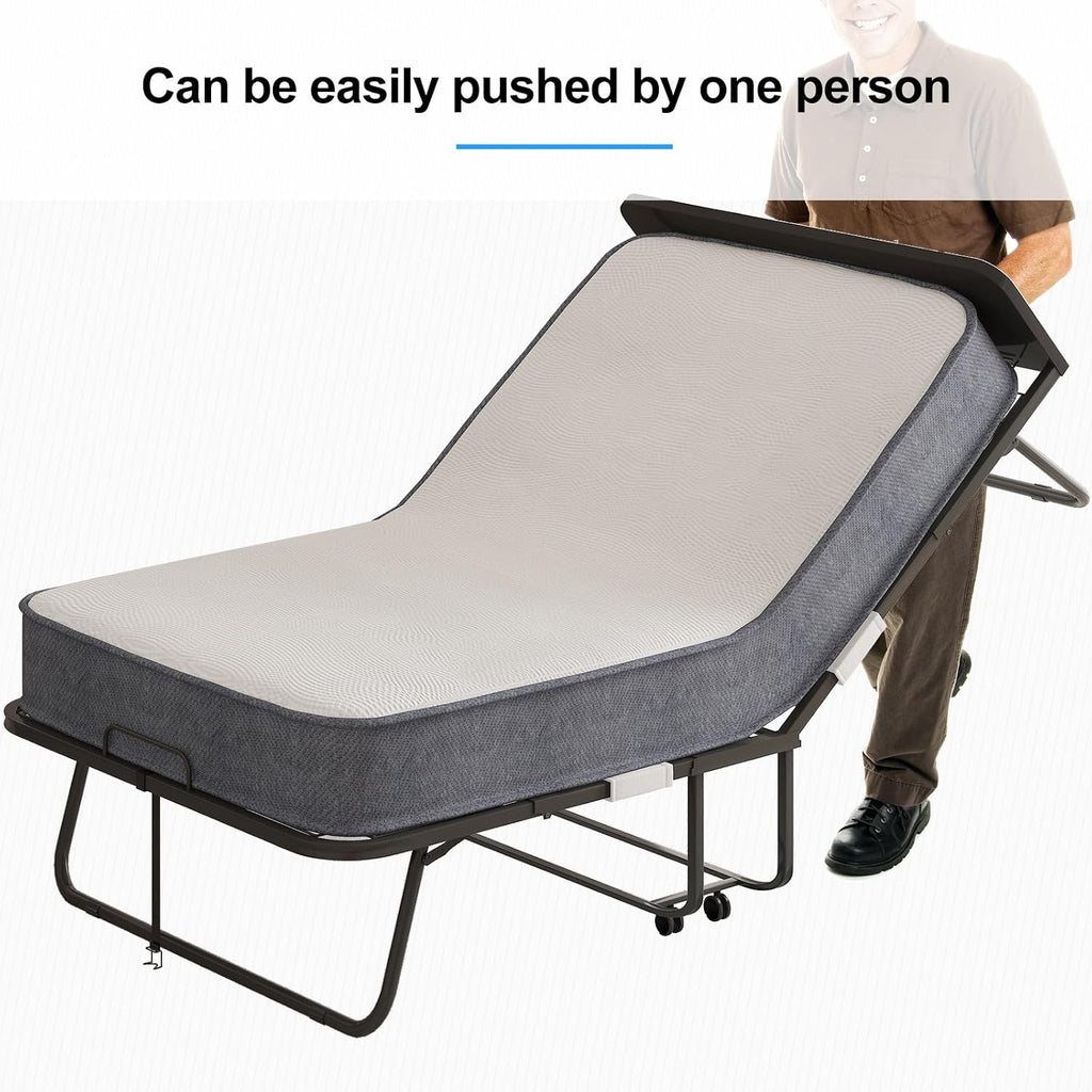 PUREMIND Folding Bed with 5' Mattress for Adults, 75' x 38' Rollaway Bed with Dustproof Bag & Metal Frame, Extra Foldable Beds for Guest, Fold Up Beds for Space-Saving