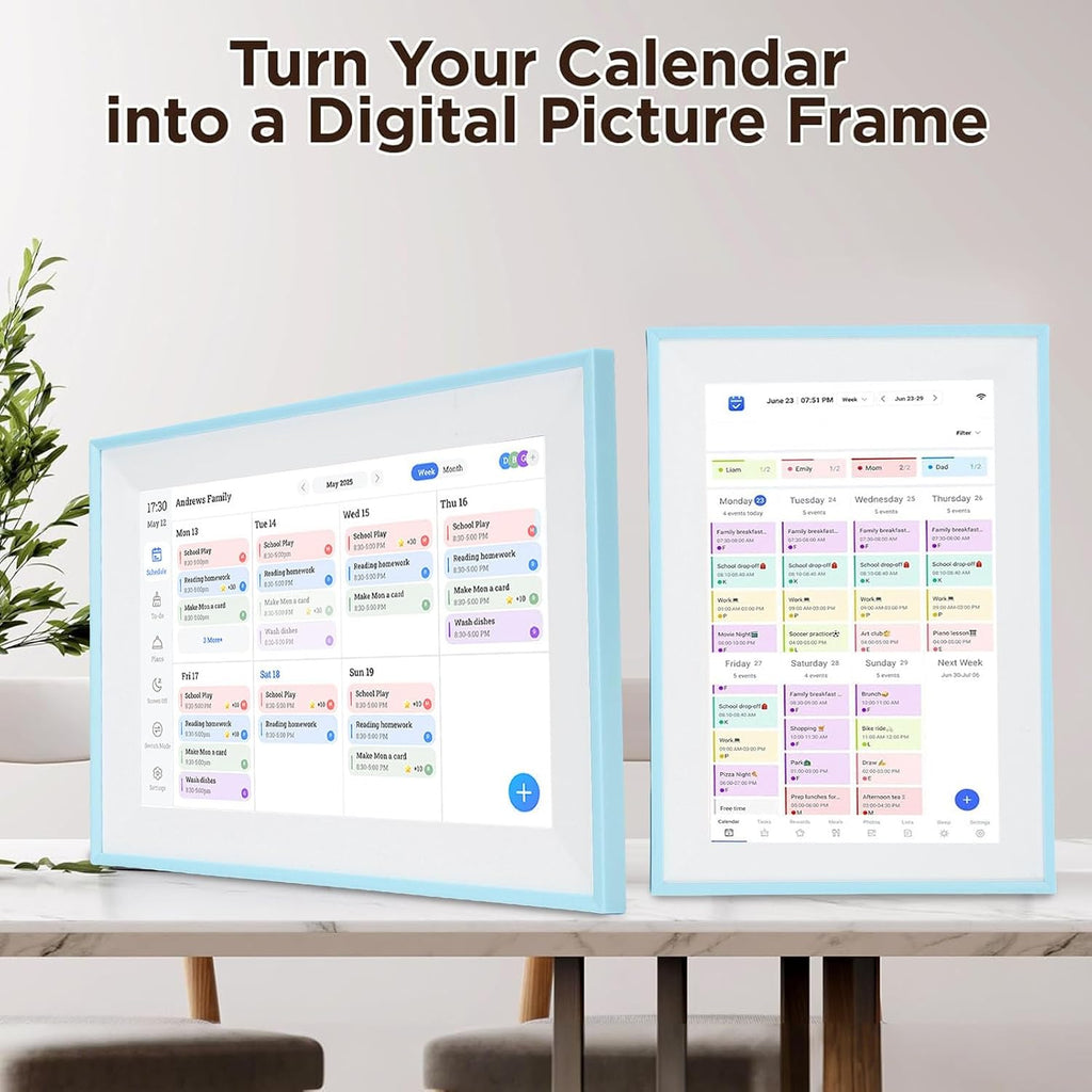 WALFRONT Digital Calendar Wall Touch Screen Electronic Calendar Smart 10.1 Inch Touch Screen WiFi Interactive Chore Chart Family Planner Photo Frame for Home Household Planner