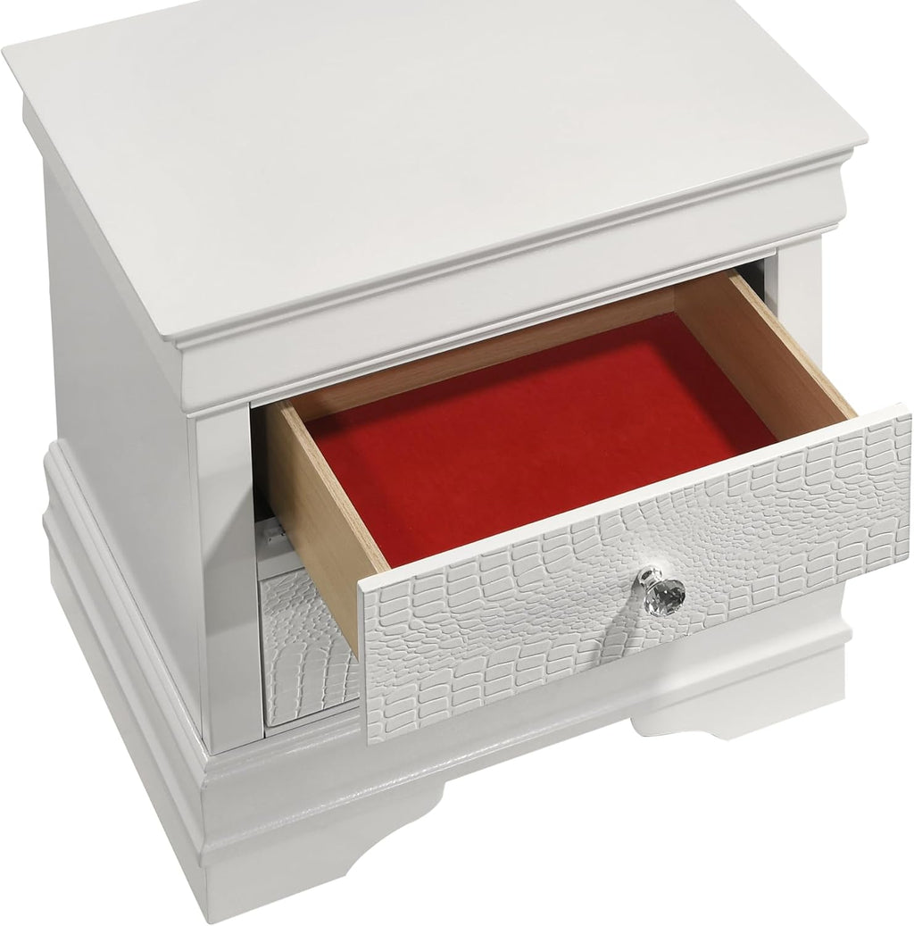 Upholstered 5 Pc Full Bedroom Set with LED Headboard Made with Wood in White