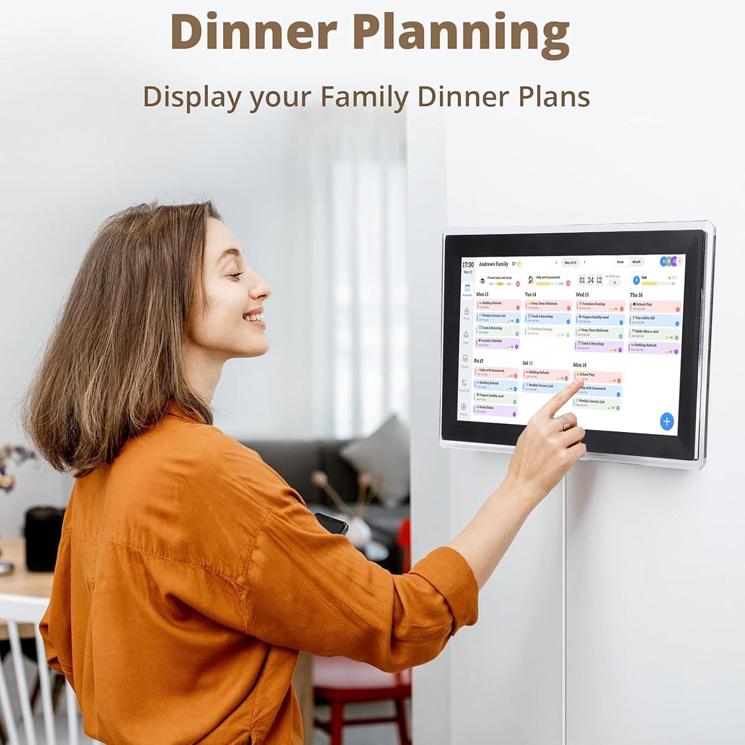 GOWENIC 15.6 Inch Smart Digital Calendar, 19201080 Touchscreen Interactive Display for Family Schedules, Family Planner & Calendar Digital Picture Frame with Art Gallery Mode (US)