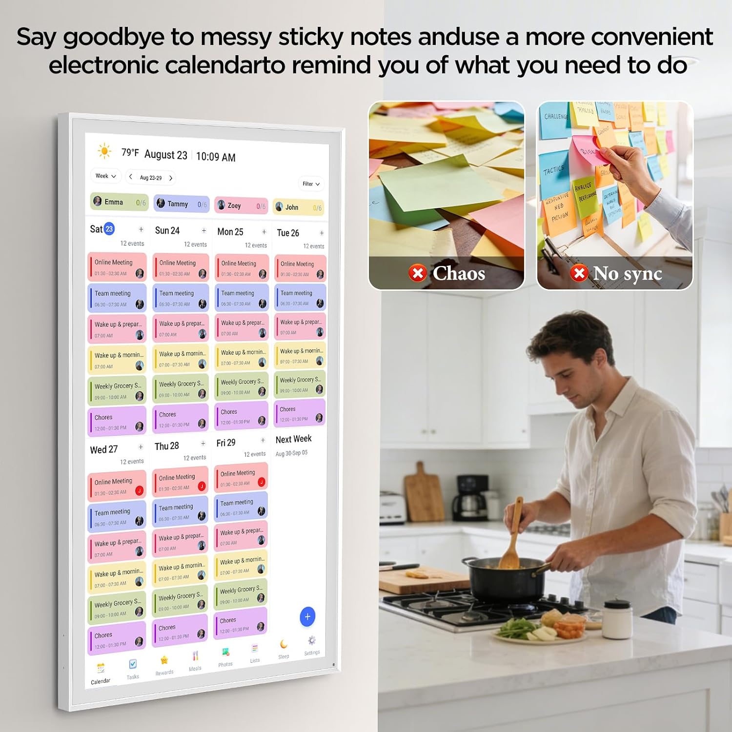 LOOFII 27 Inch Smart Digital Calendar – 1920×1080 Full HD Touchscreen Calendar & Family Planner with Chore Chart & Meal Planner, Wall-Mountable