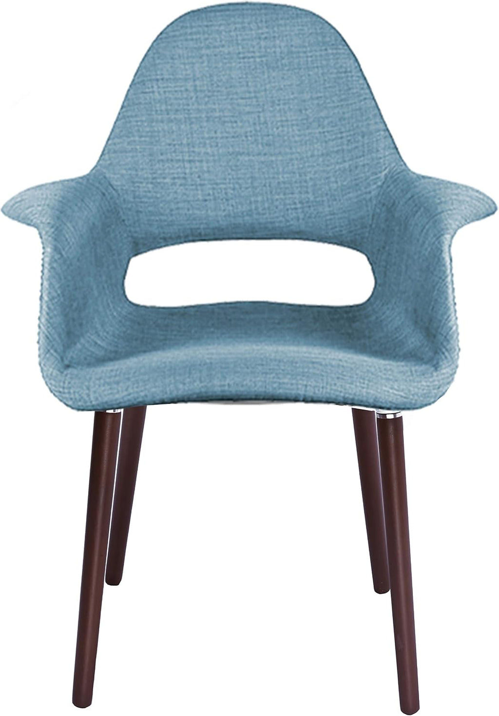 2xhome Organic Upholstered Mid Century Modern Dining Arm Chair with Natural Dark Wood Legs