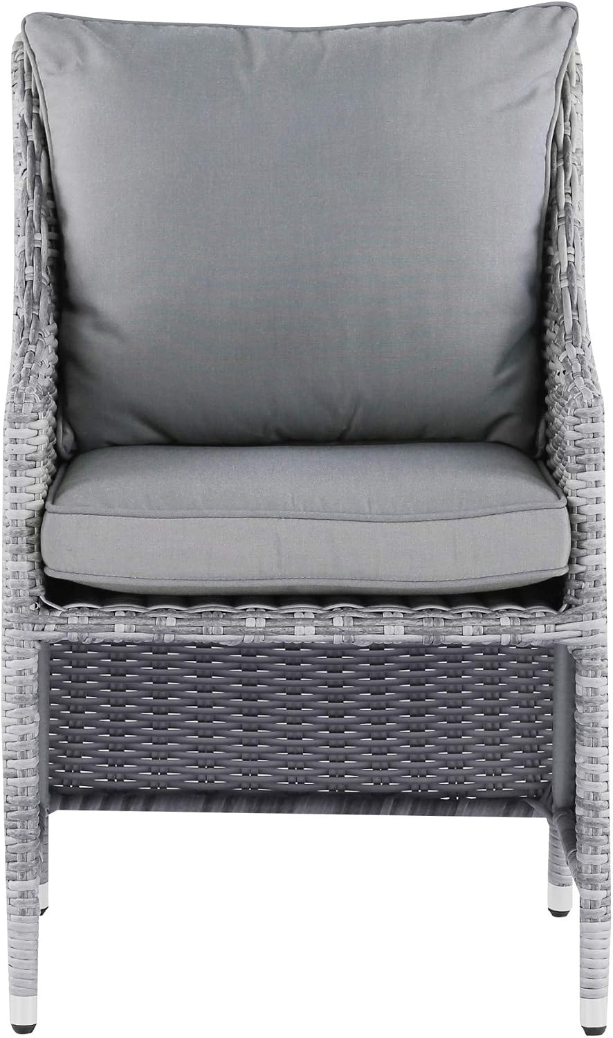 Elle Decor Vallauris Patio Outdoor Furniture Collection, Premium All Weather Wicker, 5 Piece Non-Reclining Set, Gray