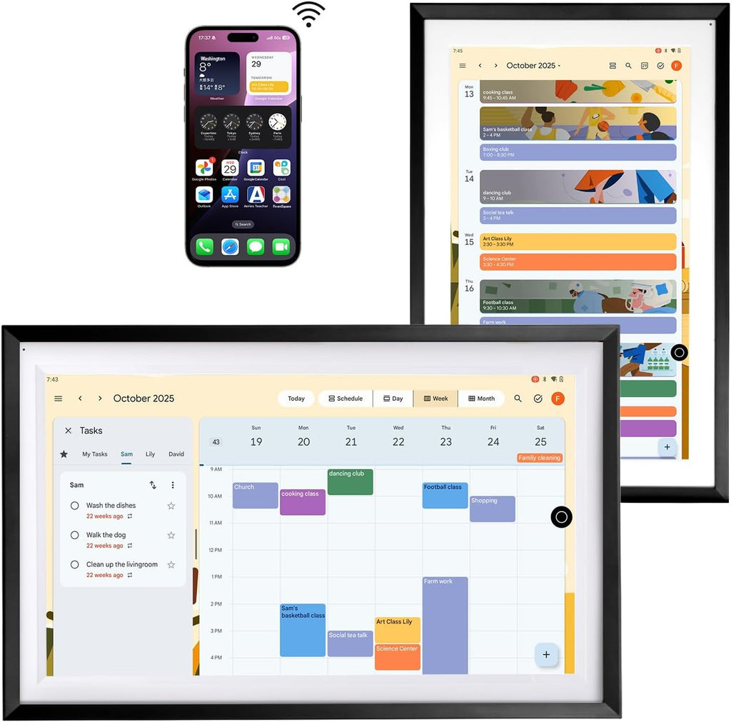 15.6' Smart Display with Google Calendar,Google Play,No Subscription,Black | Anti-glare FHD touchscreen,Photo Frame,Android Apps,Built-in Battery,Stylus pen,Voice Assistant,Home Hub,Streaming,Wall&Desk