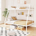 DORTALA Twin Over Full Bunk Bed, Metal Bunk Bed Frame w/Ladder, Safety Rail & Steel Slats, Space-Saving Bunk Beds for Kids Teens Adults, Noise Free for Dorm Bedroom, No Box Spring Needed, White
