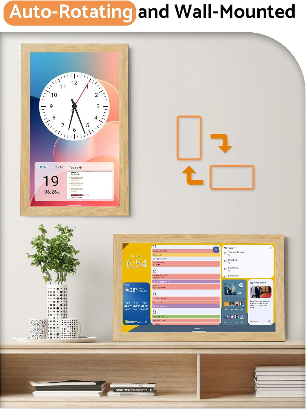 Digital Calendar Wall Touch Screen, 21.5 Inch Display Electronic Smart Calendars Chore Chart Lists for Family, Electric Planner for Daily Schedule for Kids Android Tablet Wall-mounted
