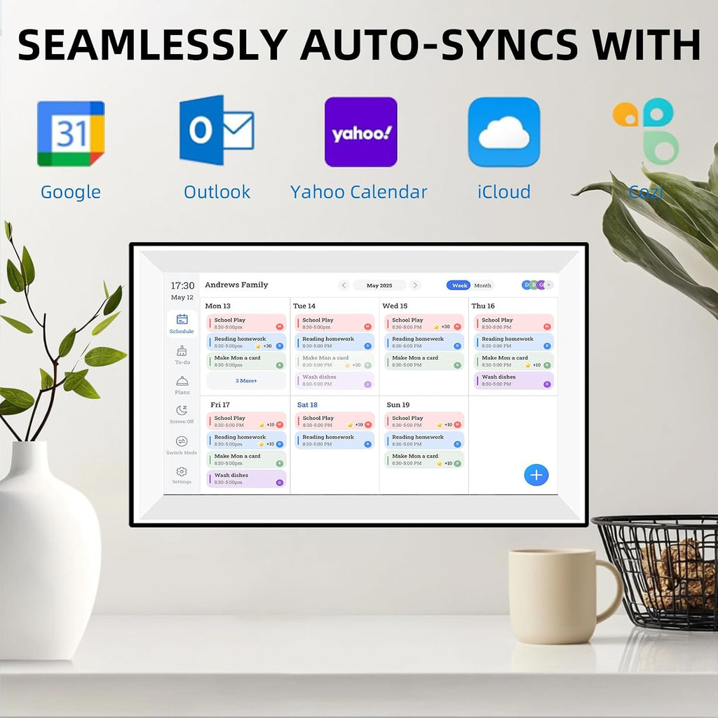 15.6' Smart Digital Calendar Planner,Touchscreen Interactive Display for Family Schedules, Achievement Rewards, Meal Planning,Digital Picture Frame, FHD 1080p Wall-Mountable Home Hub