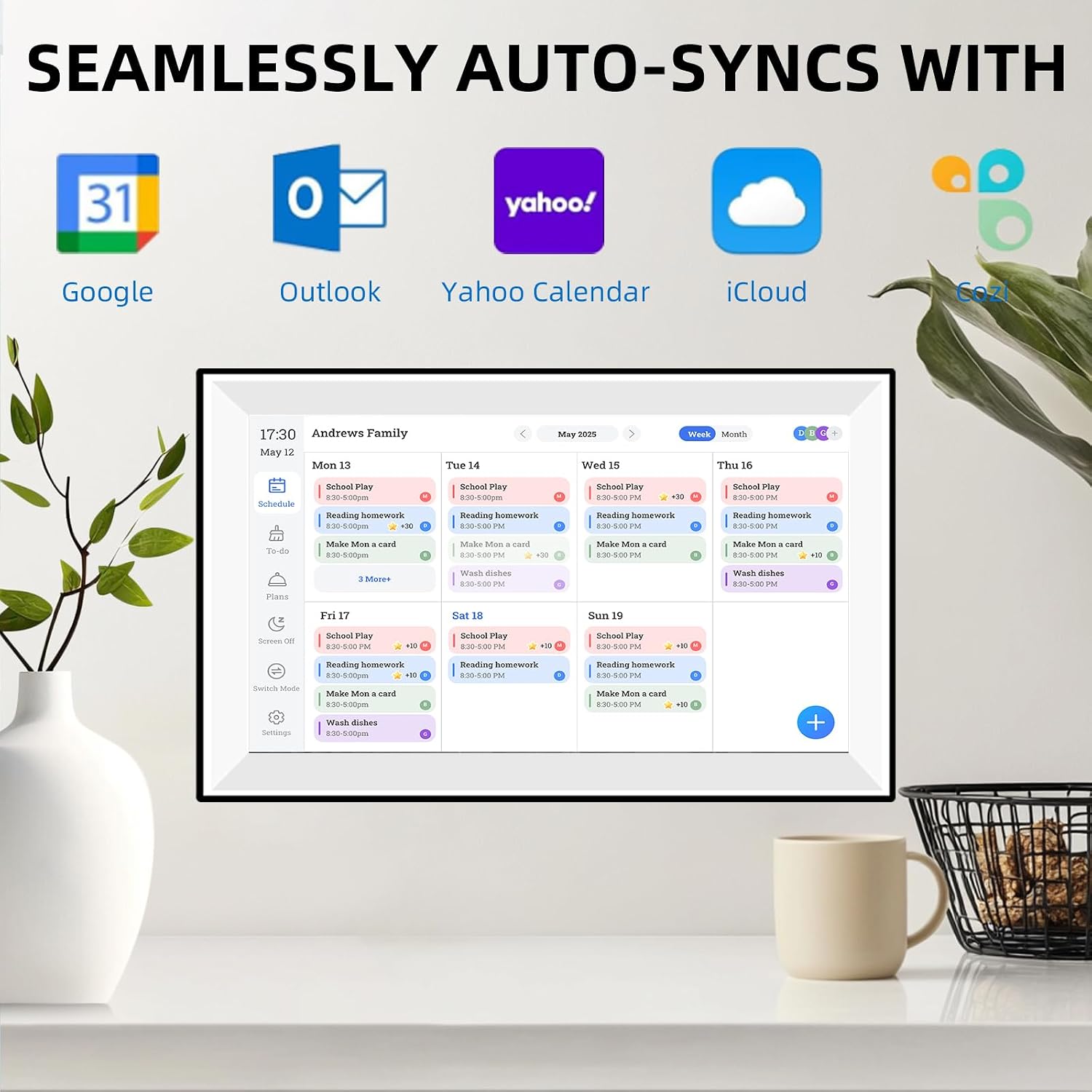 15.6' Smart Digital Calendar Planner,Touchscreen Interactive Display for Family Schedules, Achievement Rewards, Meal Planning,Digital Picture Frame, FHD 1080p Wall-Mountable Home Hub