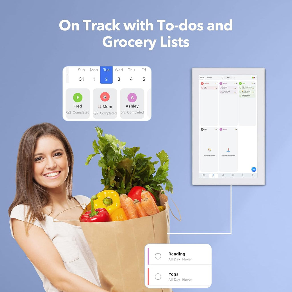 Digital Calendar Smart Planner, Electronic Calendars with 21.5 in Touch Screen Interactive Chore Chart for Family Schedule Photo Share, APP Phone Sync, WiFi Meal Planners Wall & Desk Mountable