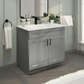36' Light Grey Shaker Bathroom Vanity Base – Ready-to-Assemble Sink Cabinet, Freestanding Bathroom Vanity Base Only, No Top or Sink