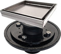 SereneDrains 304 Stainless Steel Tile in Square Brushed Nickel Shower Drain Kit with Drain Base Hair Catcher Strainer Grate Cover Bathroom Floor Insert (Cast Iron, 6 Inch)
