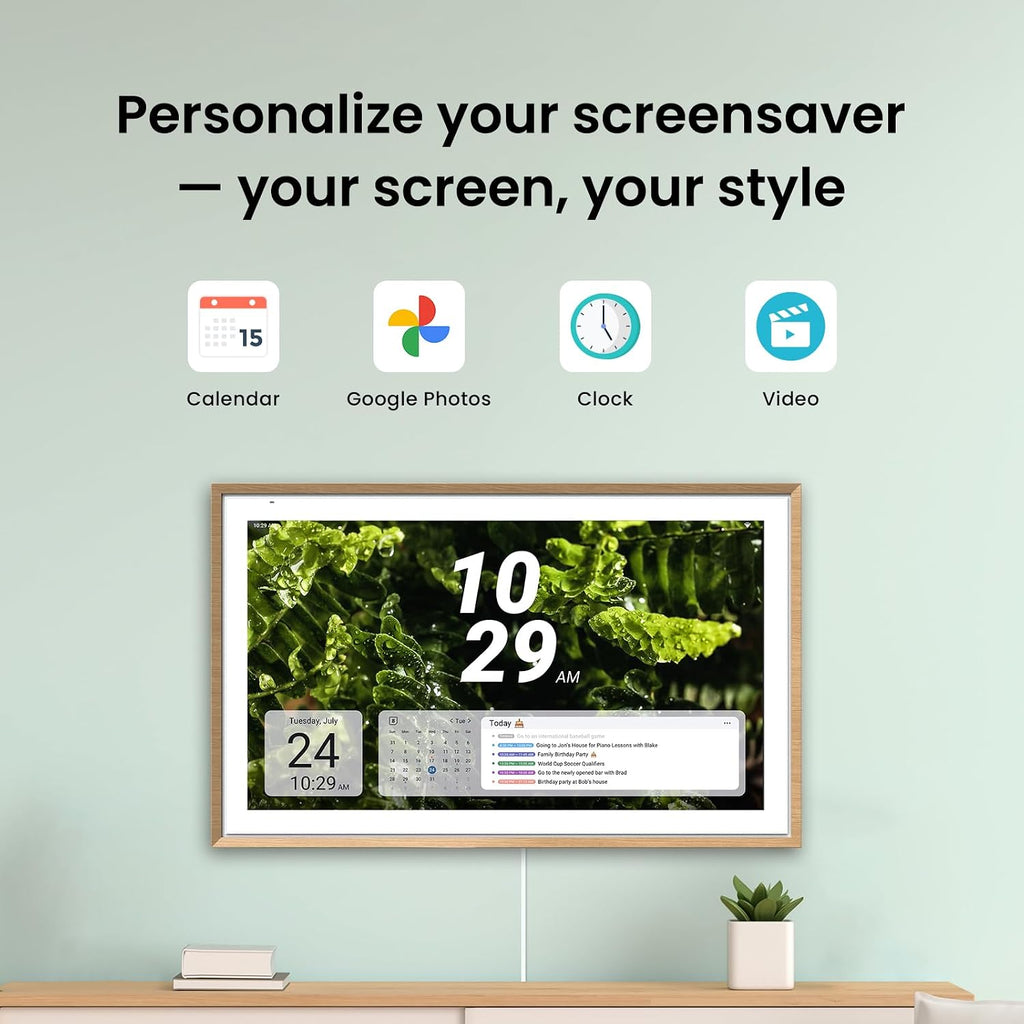 Apolosign 21.5-inch Digital Calendar & Smart Family Wall Planner, No Subscription, Calendar & Dashboard Dual-Mode System, Shared Touchscreen Display with Calendar Sync, Chore Charts & Family Scheduling Hub (Teak)