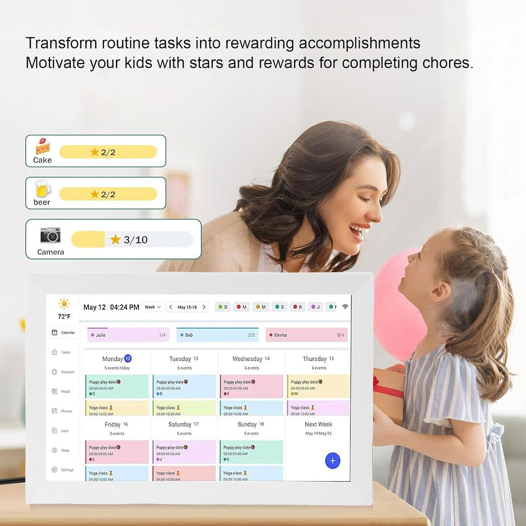 Bewinner Smart Digital Calendar, 15.6 Inch Wall Planner Touch Screen Chore Chart Customize Dashboard, WiFi Interactive Display Digital Picture Frame with APP for Family (US Plug)