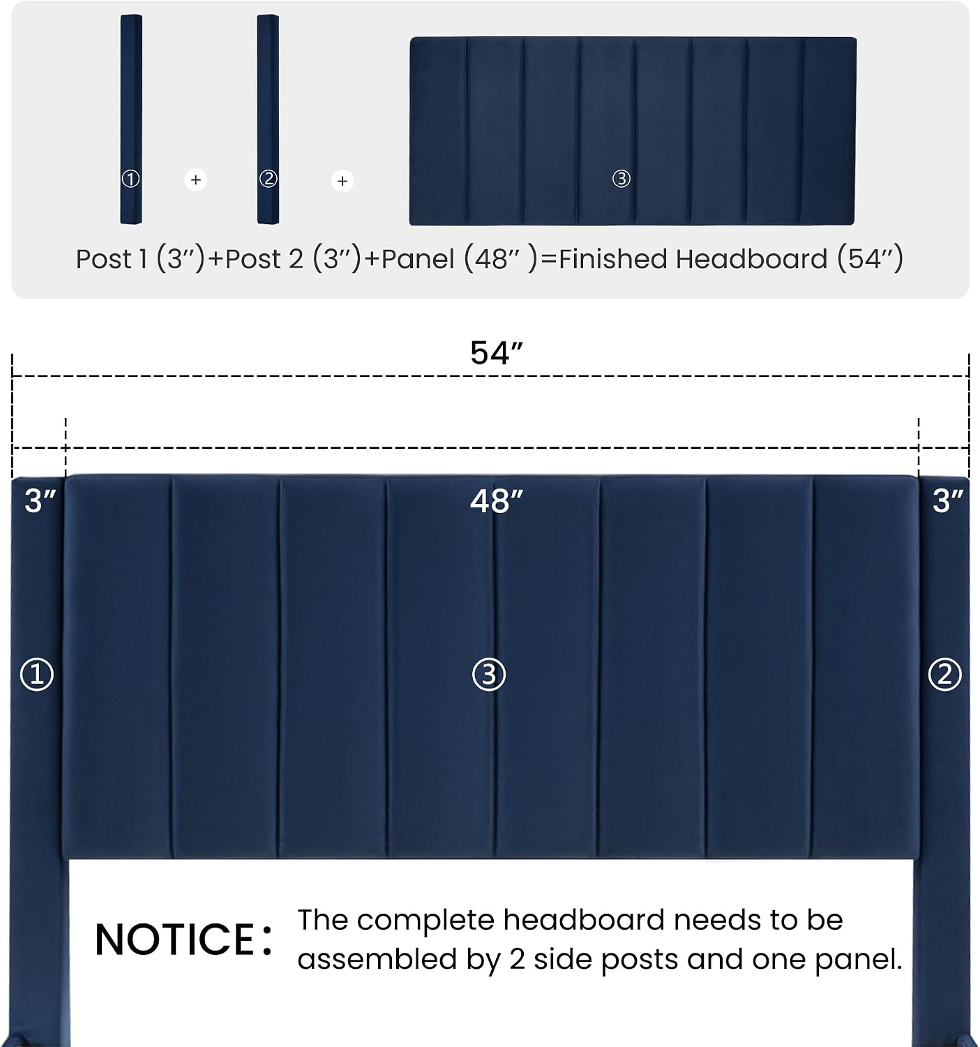 SHA CERLIN Full Bed Frame/Velvet Upholstered Platform Bed Frame with Headboard/Strong Wood Slats Support/Mattress Foundation/No Box Spring Needed - Dark Blue