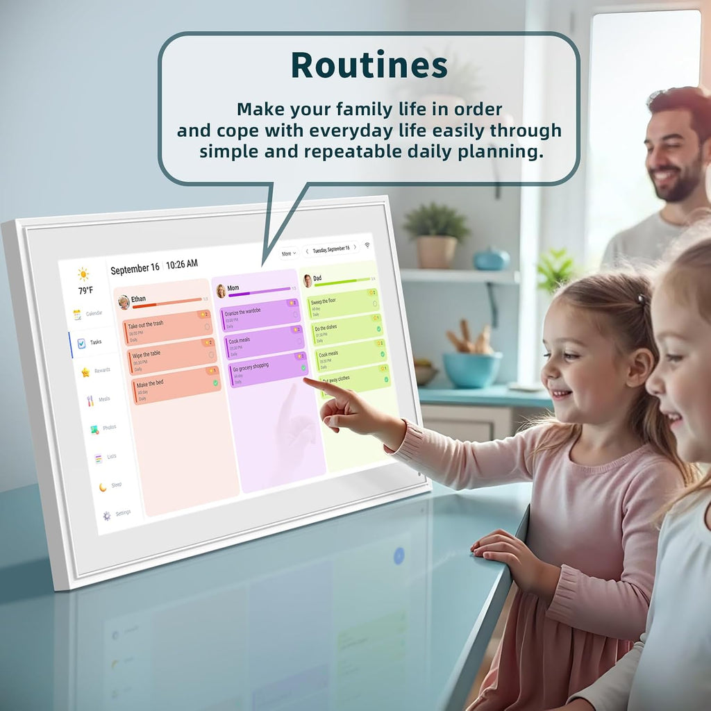 Canupdog Digital Calendar, 21.5 Inch Electronic Calendar Chore Chart & Wall Planner, IPS HD Touchscreen Interactive Display for Family Schedules Gifts for Women Mom