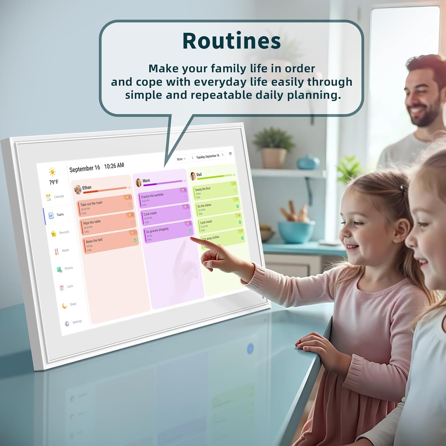 Canupdog Digital Calendar, 21.5 Inch Electronic Calendar Chore Chart & Wall Planner, IPS HD Touchscreen Interactive Display for Family Schedules Gifts for Women Mom