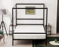 Bonnlo Black Canopy Bed Frame Full with Headboard, 10 Inch Metal Platform Bed Full with 4 Posters, No Box Spring Needed