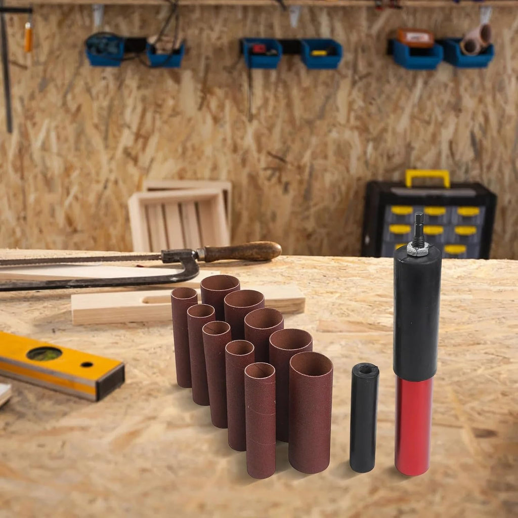 Rubber Sanding Drum Polishing Bit Kit - Sandpaper Wrench Adapter for Drill Spindle Sander - Woodworking Accessories