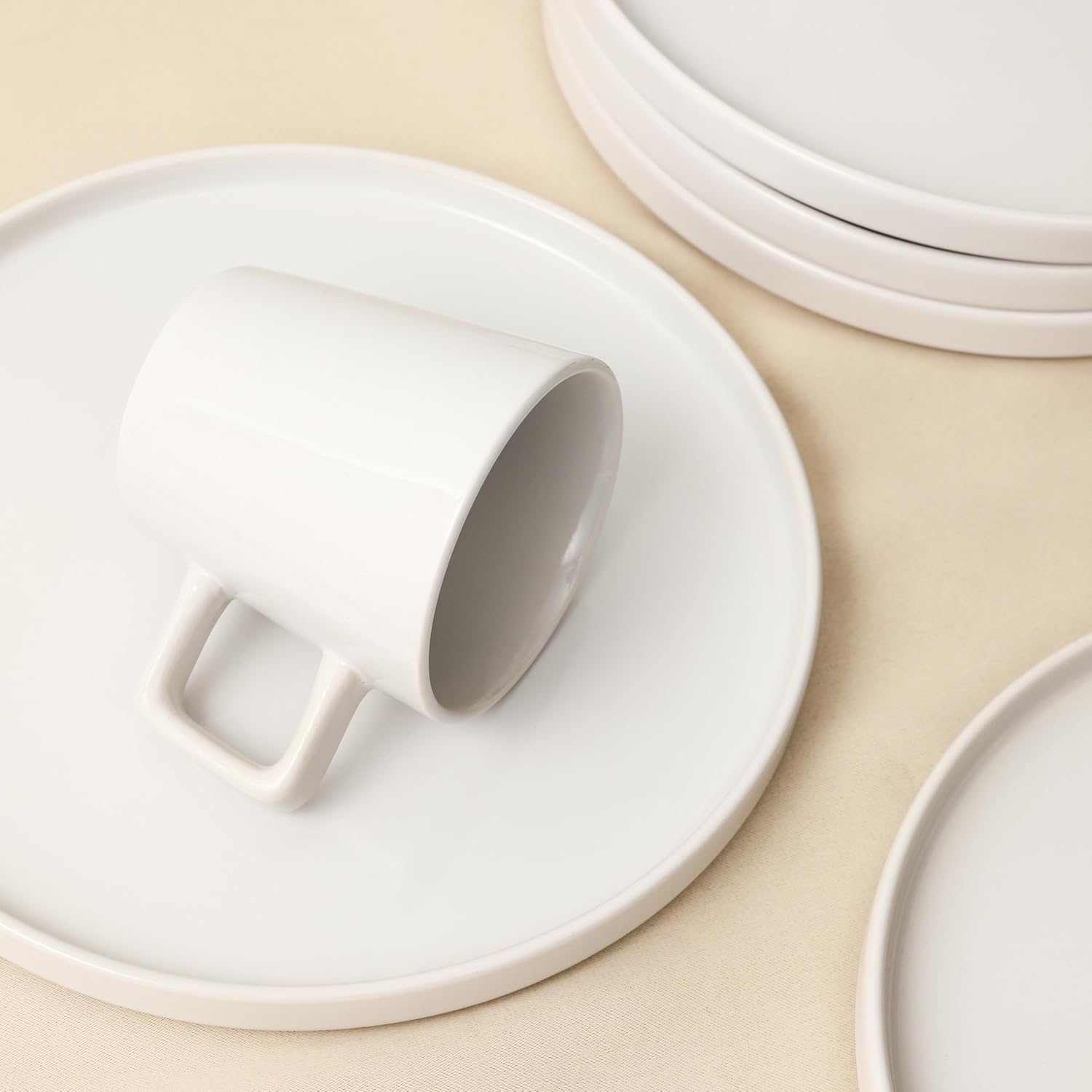 Stone Lain Celina Stoneware 32-Piece Dinnerware Set, White Glossy, Service For 8
