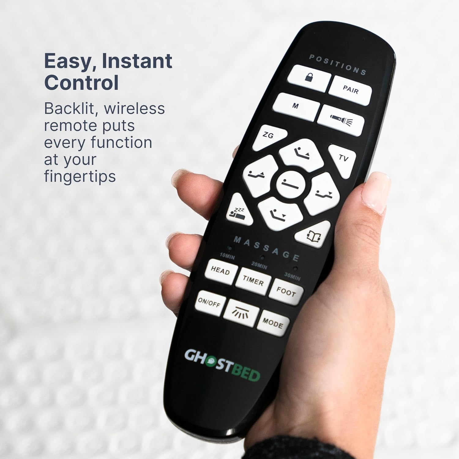 GhostBed Adjustable Bed Frame & Power Base with Wireless Remote - Zero Gravity & Massage Settings, USB Ports, Split King