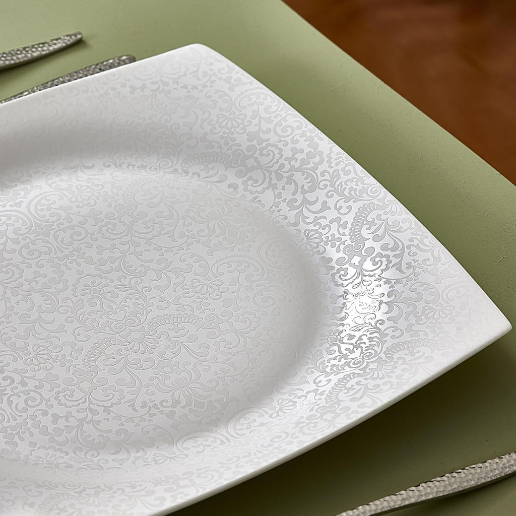 Karaca New Flava 24-Piece Porcelain Dinnerware Set for 6, White Dish Set with Dinner Plates, Pasta Bowls, Salad Plates & Soup Bowls, Kitchen Tableware Set
