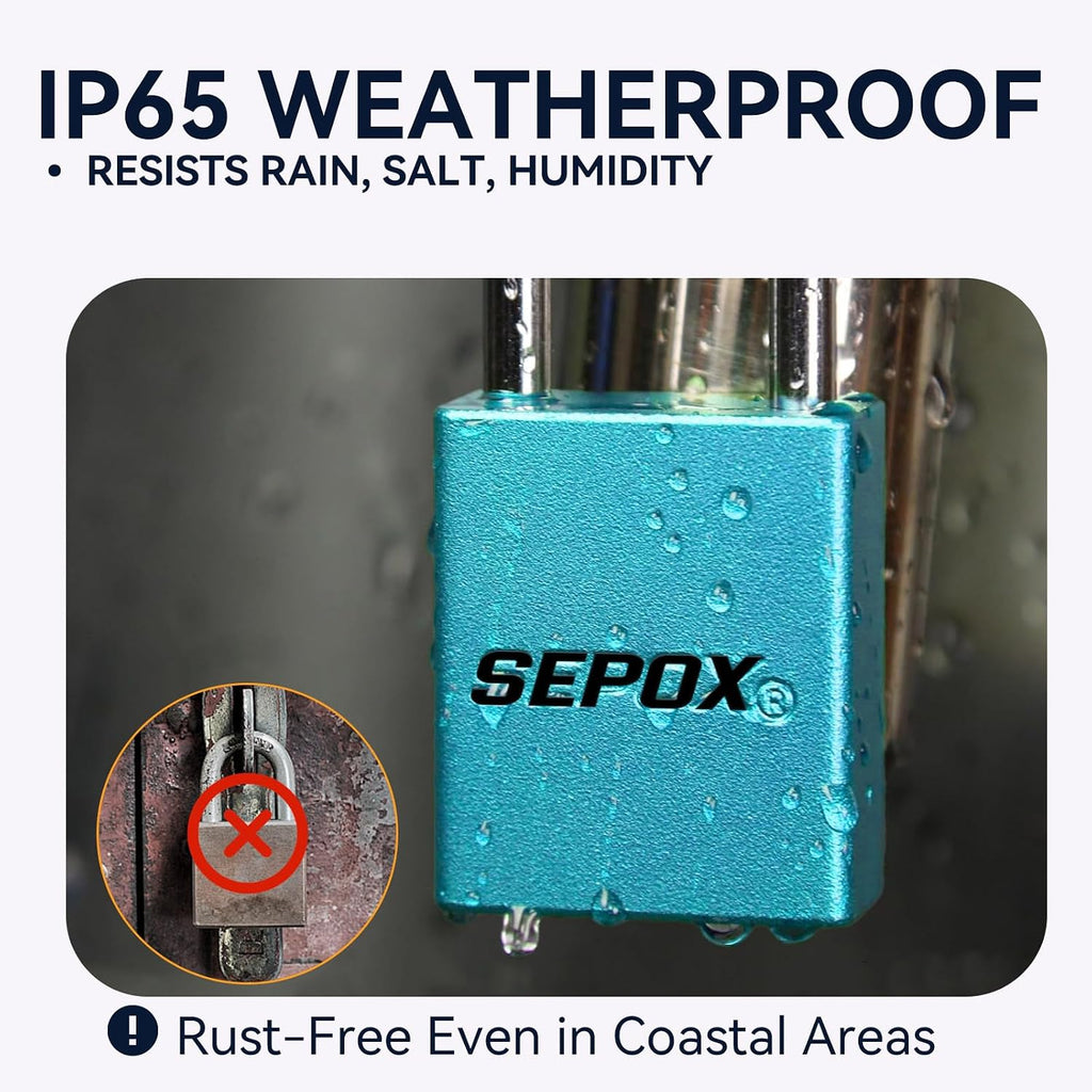 SEPOX® Ultra Rust-Resistant Weatherproof Padlocks, Blue Aluminum Set of 24 Padlocks with 36 Same Keys, High Security for Outdoor & Industrial Like Lock-Out, Gates, Storage, Lockers, Fences