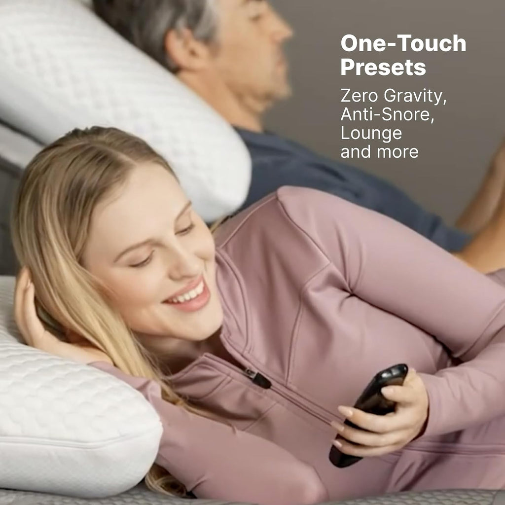 GhostBed Adjustable Bed Frame & Power Base with Wireless Remote - Zero Gravity & Massage Settings, USB Ports, Split King