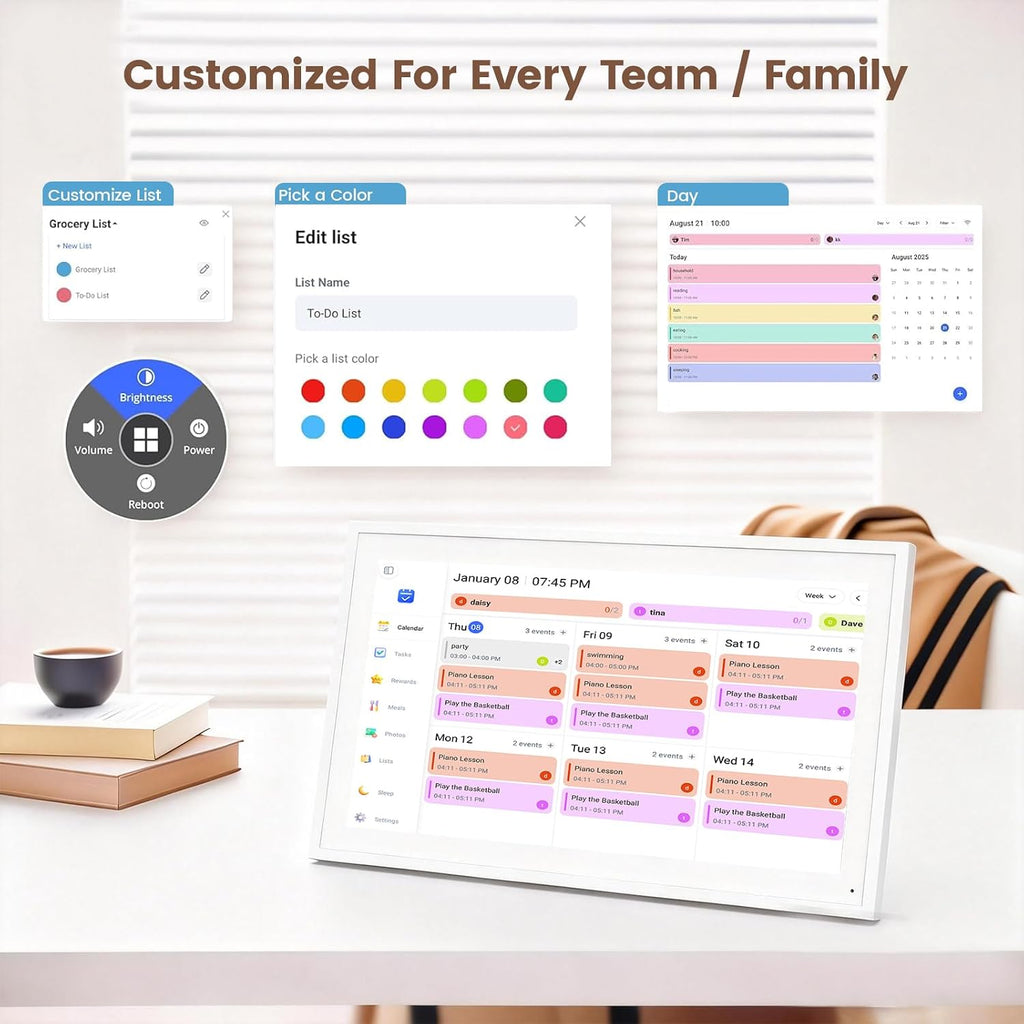 15.6' Digital Calendar, Electronic Calendar with Chore Chart & Meal Planner – Interactive Touchscreen, Smart Family Planner, Digital Picture Frame Best Gifts for Christmas, Wedding, Mom