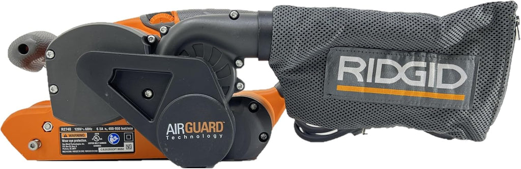 Ridgid 6.5 Amp Corded 3 in. x 18 in. Variable Speed Belt Sander with AIRGUARD Technology, R27401, (Bulk Packaged, Non-Retail Packaging) (Renewed) | Not eligible for the Lifetime Service Agreement - (Renewed)