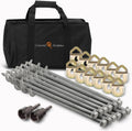 GROUNDGRABBA Screw in Tent Stake for Normal to Hard Ground | Premium Drill Driven Ground Anchor Earth Screws | 12X Pro I Stakes, 12X Closed Hooks, 1x Masonry Drill Bit, 1x Carry-All Bag