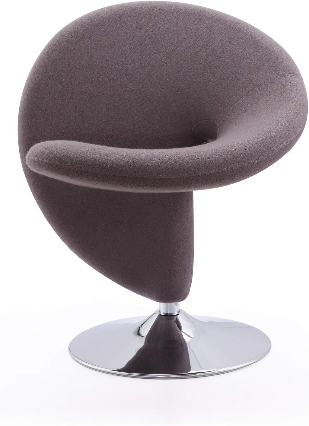 Manhattan Comfort Curl Swivel Accent Chair Set of 2 with 360° Turn, Fully Assembled, Upholstered in Wool Blend, Modern Ergonomic Design with Polished Chrome Base, Living Room & Office, Set of 2, Grey