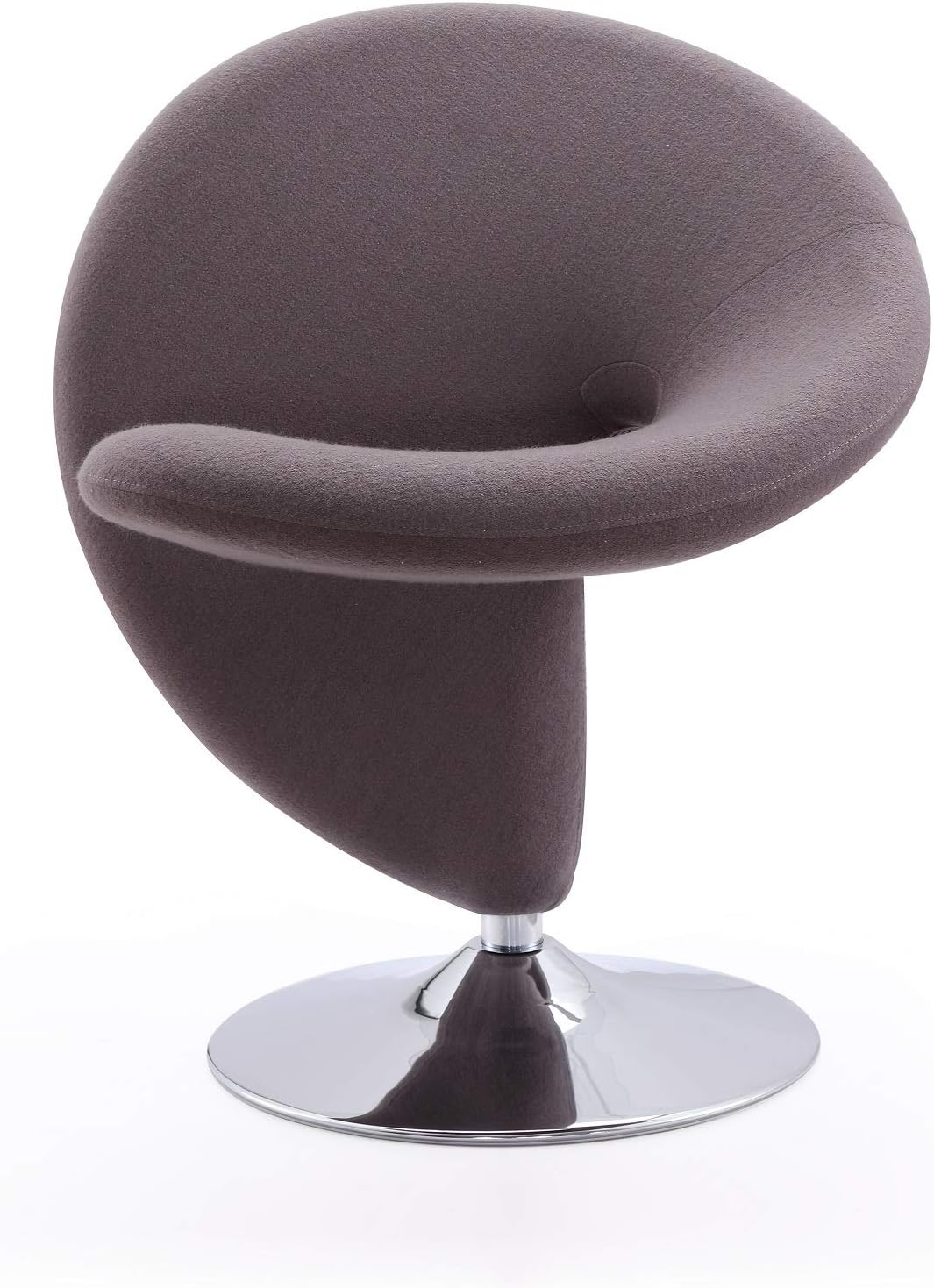 Manhattan Comfort Curl Swivel Accent Chair Set of 2 with 360° Turn, Fully Assembled, Upholstered in Wool Blend, Modern Ergonomic Design with Polished Chrome Base, Living Room & Office, Set of 2, Grey