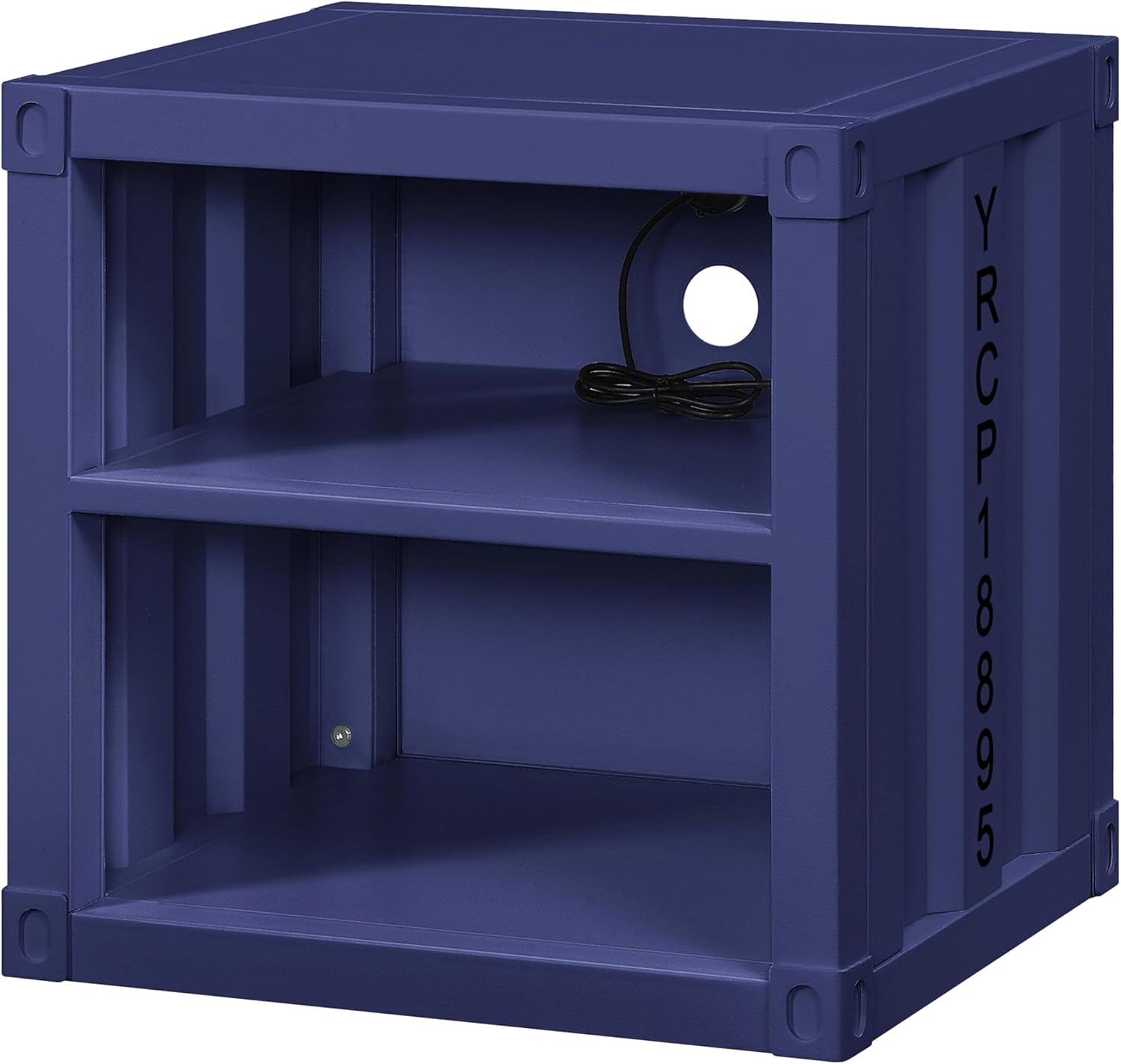 Benjara Dua Recessed Panel Pattern 3 PC Full Bedroom Set - Blue Metal