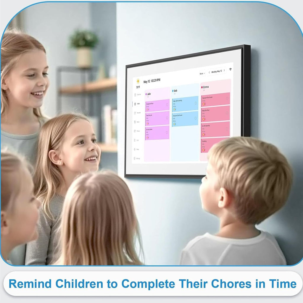 15.6in Smart Digital Calendar, 1080P Touchscreen Family Planner with WiFi APP Control, for Home Office Kitchen Wall Desk (US Plug)