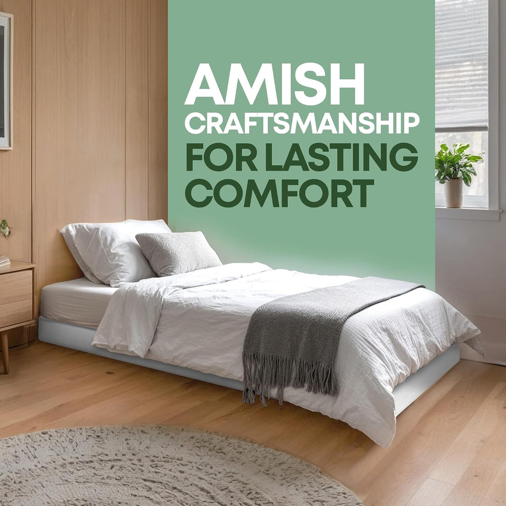 Greaton, 4.5' Twin Box Spring Only for Twin Size Bed – Amish-Made in the USA – Solid Wood Mattress Foundation with Stable & Quiet Support – Flat-Packed & Easy Assembly – White