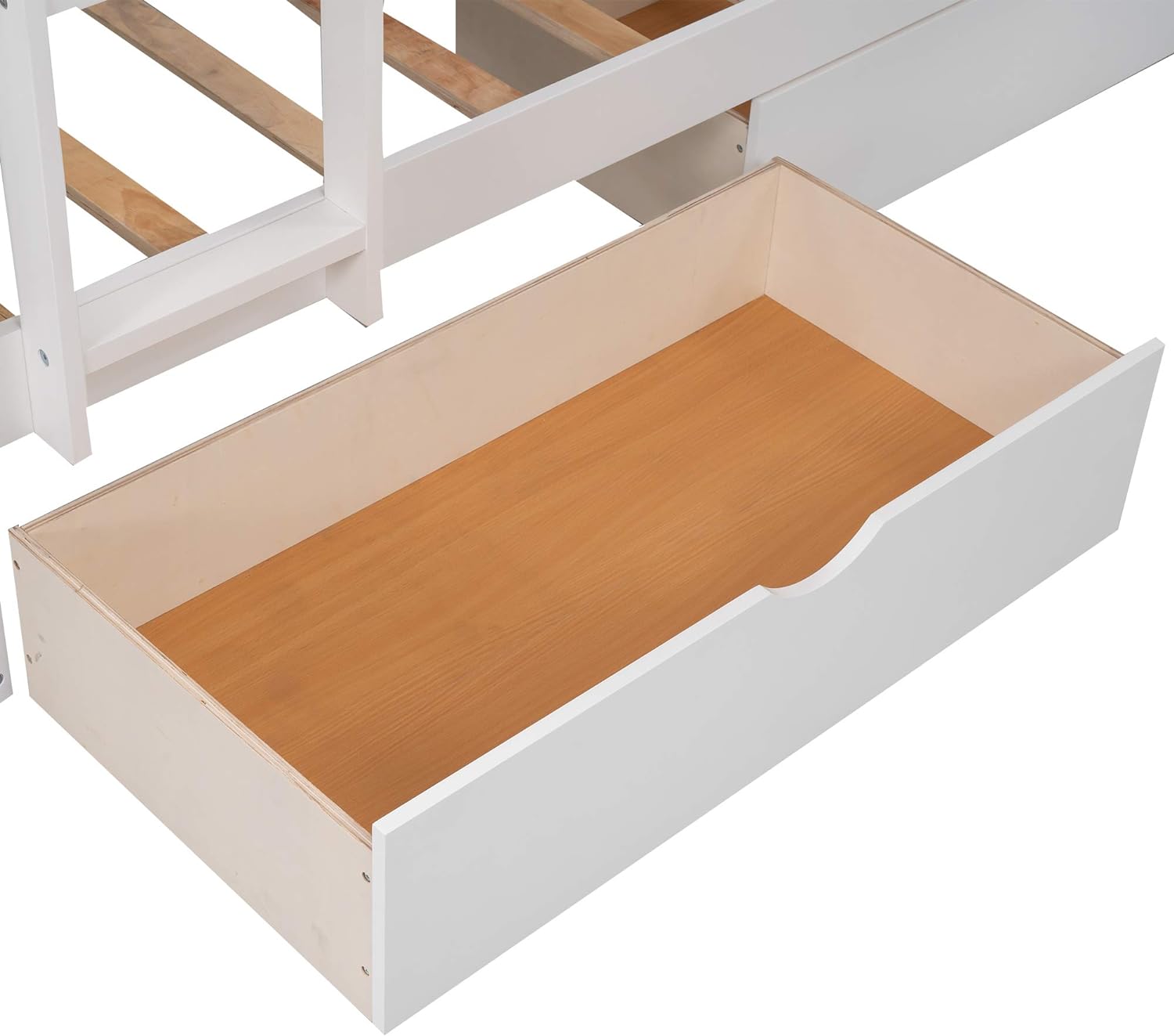 Flieks Triple Bed Twin-Over-Twin-Over-Twin Bed L Shaped Bunk Bed with 2 Drawers and 2 Ladders, No Box Spring Needed