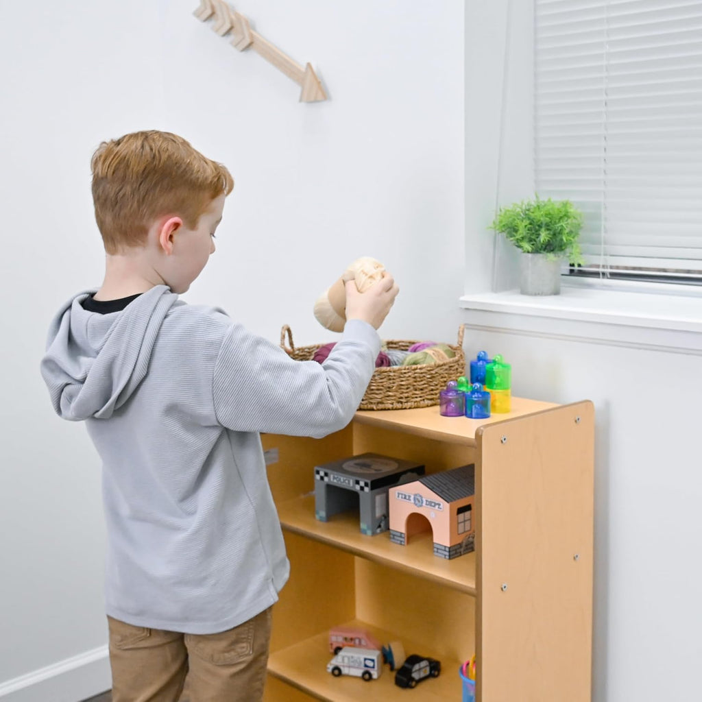 Children's Factory Value Line Narrow 3-Shelf Toddler Bookshelf and Toy Organizer Shelves for Daycare, Playroom, Preschool