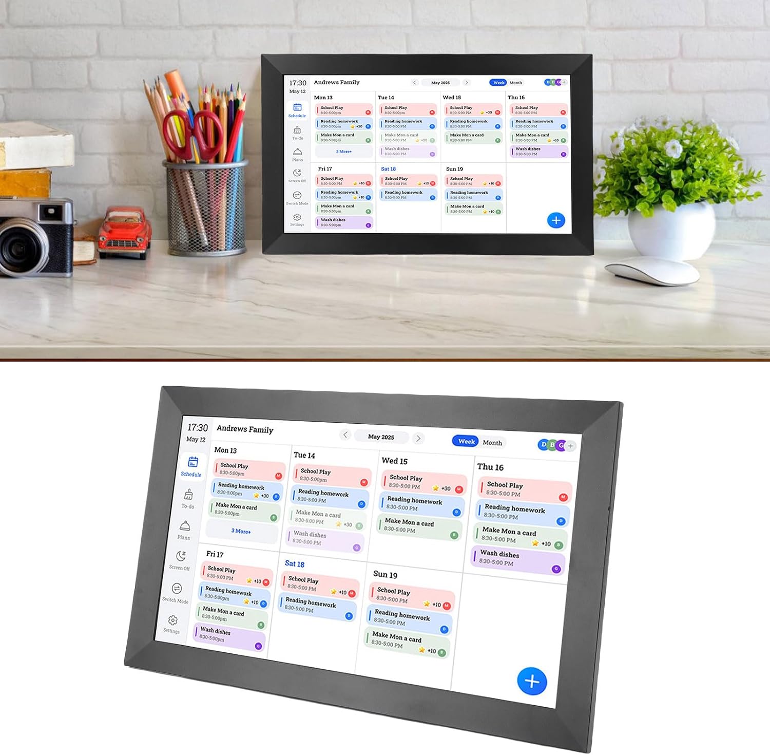 Naroote 15.6 Inch Smart Digital Calendar, Electronic Chore Chart, Family Planner, Digital Photo Frame with 1080P Full HD Interactive Touch Screen & Wall Or Desk Placement for Home (US Plug (100-240V))