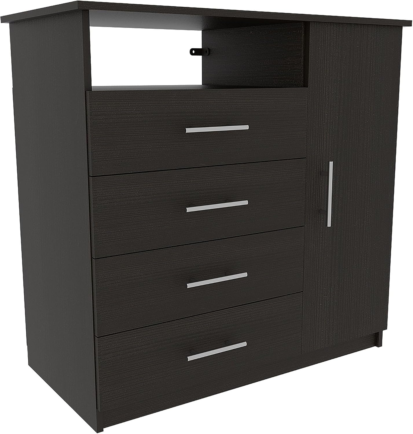 Space Saving 3-Piece Bedroom Set: Cabinet with 4 Drawers & 2 Nightstands, Modern Minimalist Furniture for Small Apartments, Easy Assembly, Black