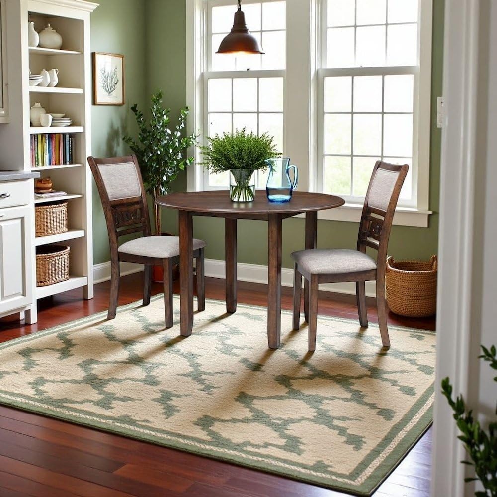 Furnifact Round Small Dining Table for 2 – Classic Wooden Kitchen Table for 2 with Chairs, Ideal for Compact Dining Areas
