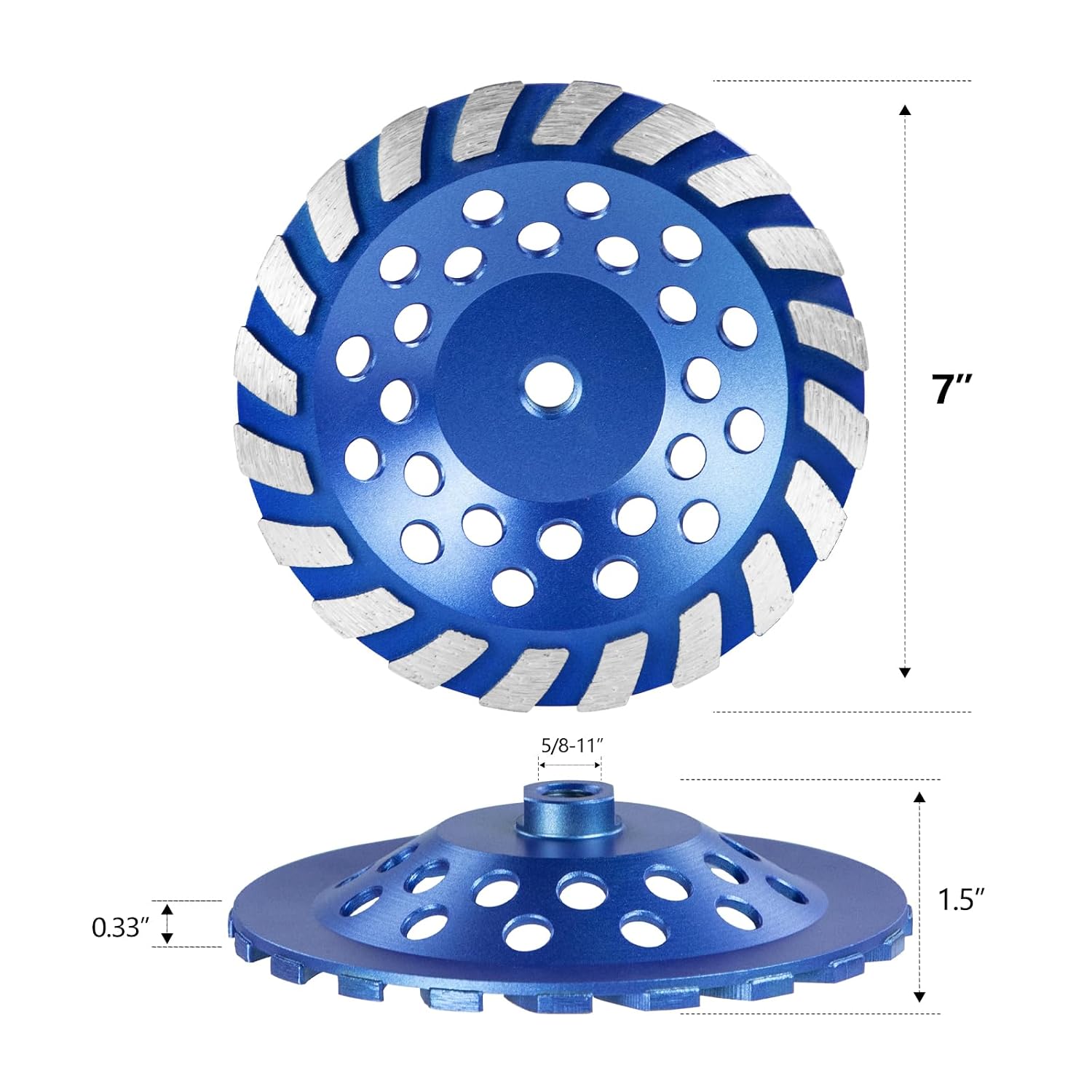 SALI 5PCS 7 Inch Concrete Grinding Wheels 20 Turbo Diamond Segments 5/8-11 Arbor Diamond Grinding Wheel Fit for Paint, Epoxy, Mastic, Coating Removal