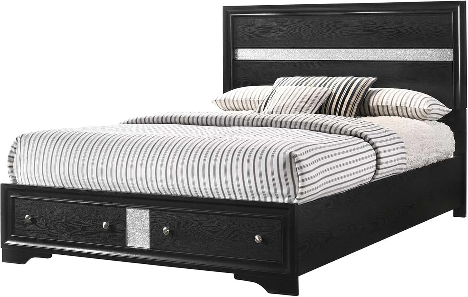 Style Full 4 Storage Bedroom Set Made with Wood in Black