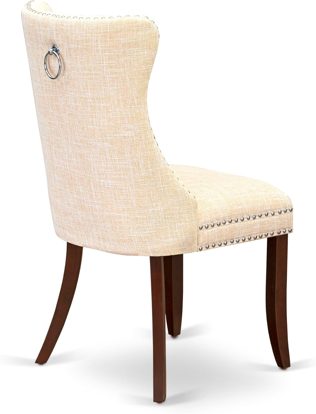 East West Furniture HLDA3-MAH-32 3 Piece Dining Set Consists of a Round Kitchen Table with Pedestal and 2 Polyester Fabric Upholstered Parson Chairs, 42x42 Inch, Mahogany