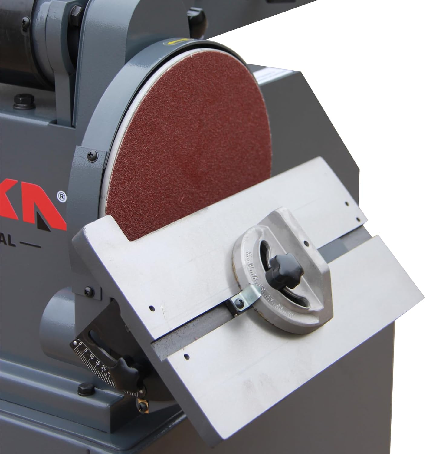 Belt and Disc Sander, 6x48 Belt, 10in Disc, KAKA INDUSTRIAL BTM-250 | Tilting tables for angled sanding