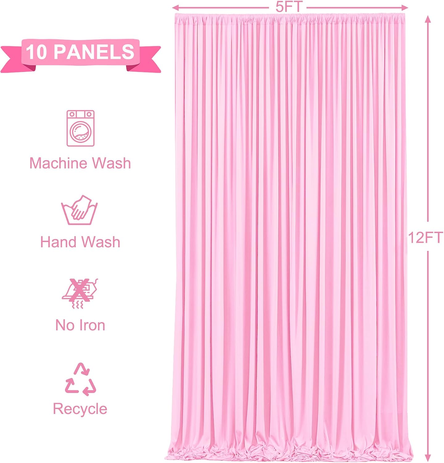 50ft x 12ft Light Pink Backdrop Curtains Wrinkle Free Backdrop Curtain for Wedding Parties Pink Fabric Backdrops Drapes Back Drop Cloth Bridal Shower Stage Curtains Wedding Decorations for Reception