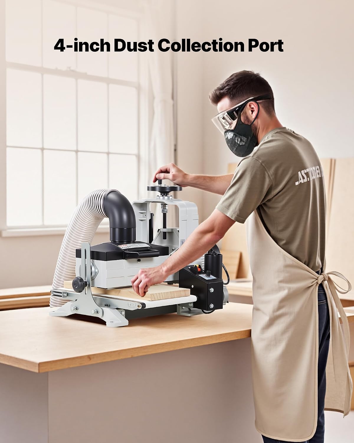 VEVOR 10' Benchtop Drum Sander, 1HP 1725RPM Dual Motor Drum Sander for Woodworking - Variable Speed Conveyor Belt & 4' Dust Collection Port for Cabinet Making & Furniture Finishing
