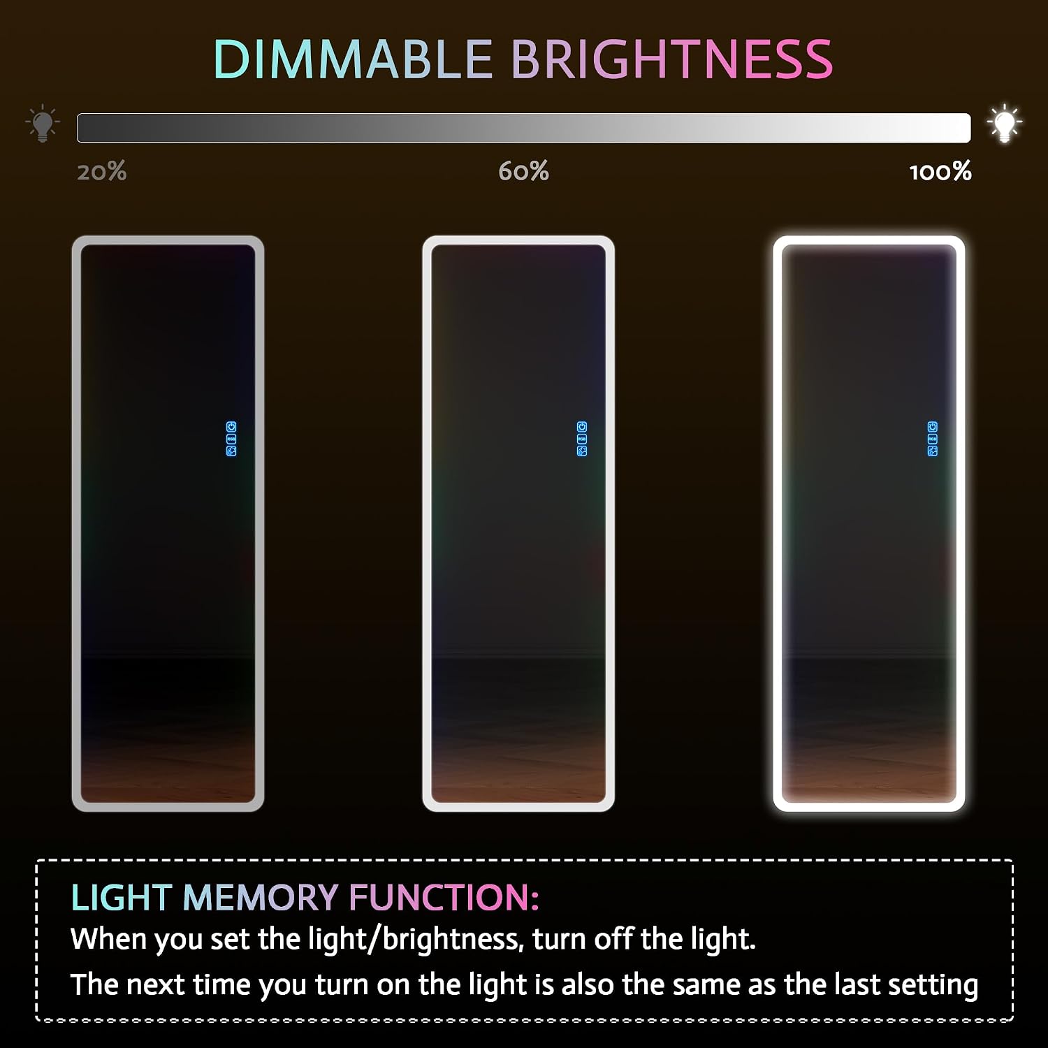 Vlsrka 47x16 Full Length Mirror with RGB Lights, LED Over The Door Lighted Mirror Full Body, 7 Color Dimming Lighting & 7 Dynamic Mode, Door Hanging/Wall-Mounted (Gift Box Design)
