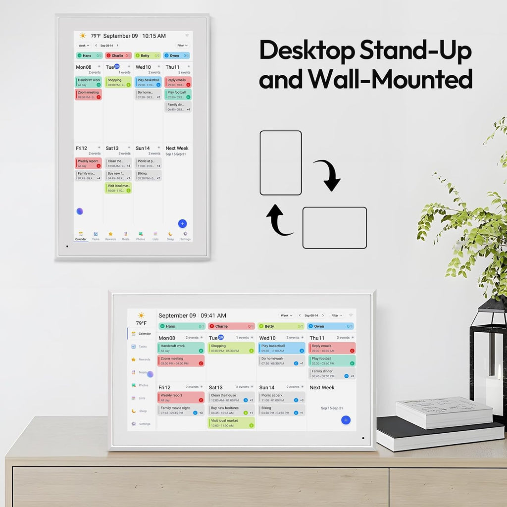 BOCT 15.6'' Digital Calendar Wall - 32GB Memory Touch Screen Chore Chart Smart Calendar, Digital Planner, Auto-Sync, APP Control, Interactive Family Schedules, Gift for Mother