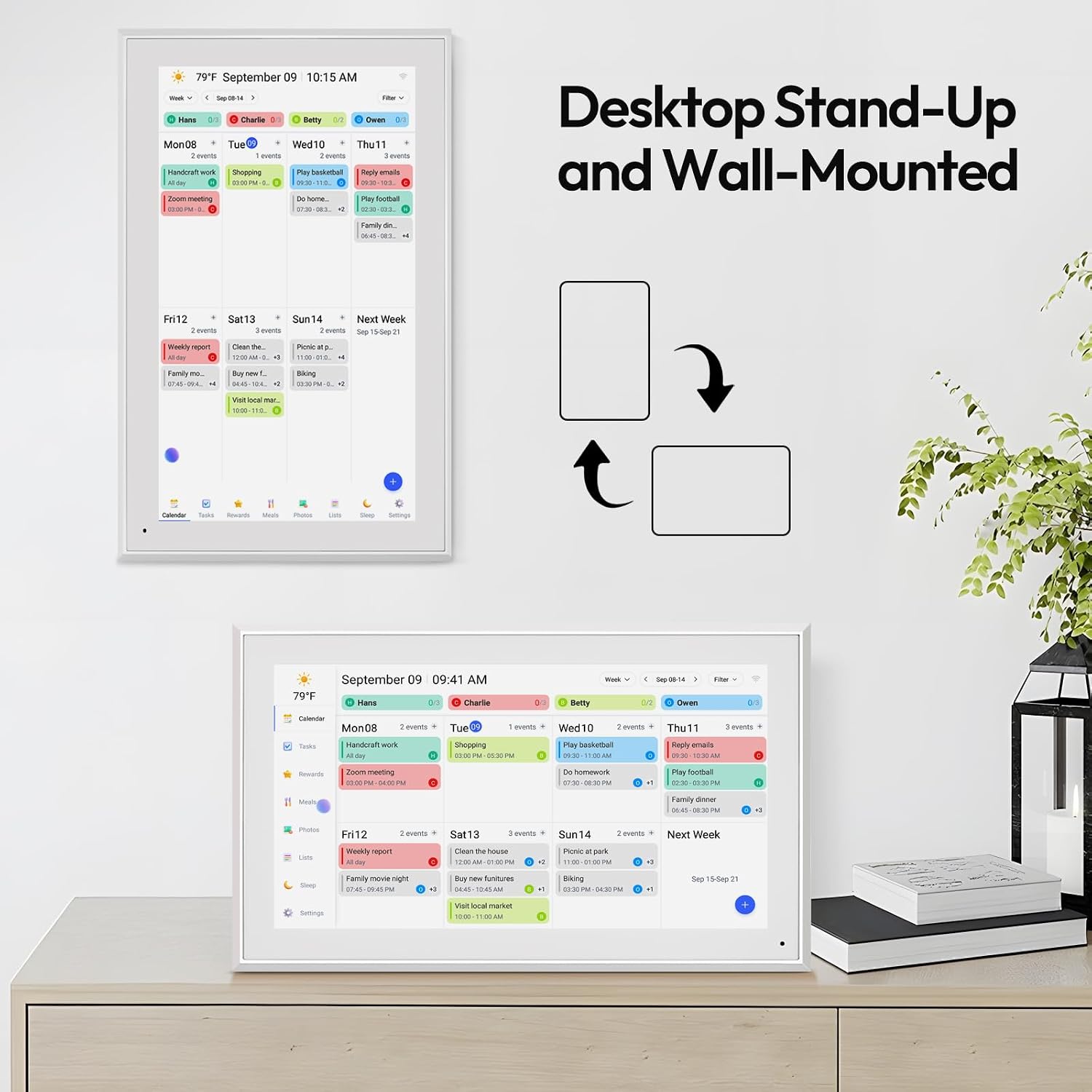 BOCT 15.6'' Digital Calendar Wall - 32GB Memory Touch Screen Chore Chart Smart Calendar, Digital Planner, Auto-Sync, APP Control, Interactive Family Schedules, Gift for Mother